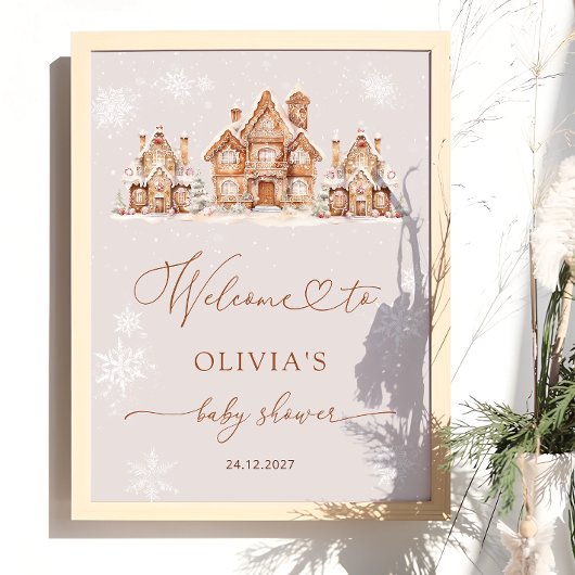Christmas Village Winter Baby shower Welkom Poster