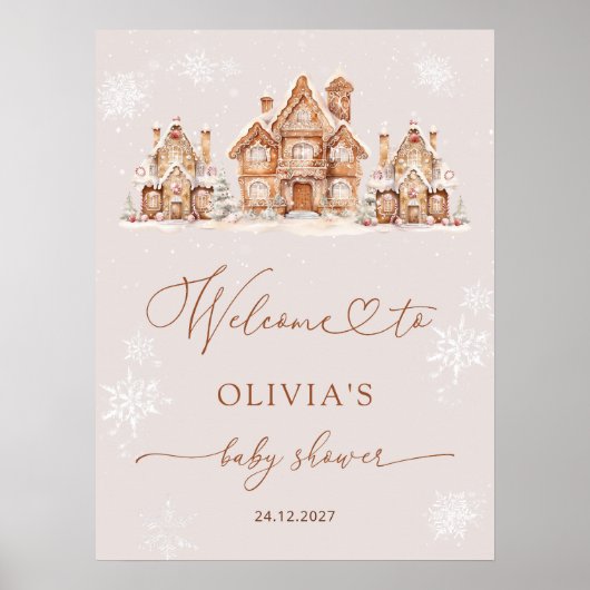 Christmas Village Winter Baby shower Welkom Poster (Voorkant)