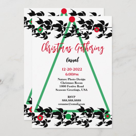 CHRISTMAS VINE SEASONS GREETINGS INVITATIE KAART (Voorkant / Achterkant)
