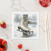 Christmas Vintage Ice Skates On Fence Post Servet (Insitu)