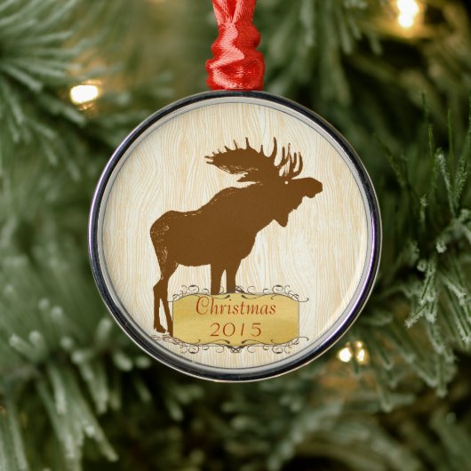 Christmas Vintage Moose Metalen Ornament (Boom)