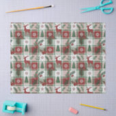 Christmas Vintage Plaid Holly & Deer Pattern Tissuepapier (Craft)