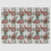 Christmas Vintage Plaid Holly & Deer Pattern Tissuepapier (Voorkant)