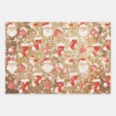 Christmas Vintage Santa Claus & Stockings Pattern Inpakpapier Vel (Voorkant 3)