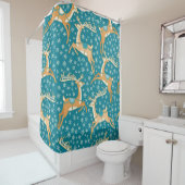 Christmas vintage seamless pattern with reindeer. douchegordijn (In situ)