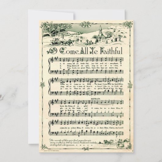 Christmas Vintage Sheet Music Snowflakes Feestdagenkaart (Voorkant)