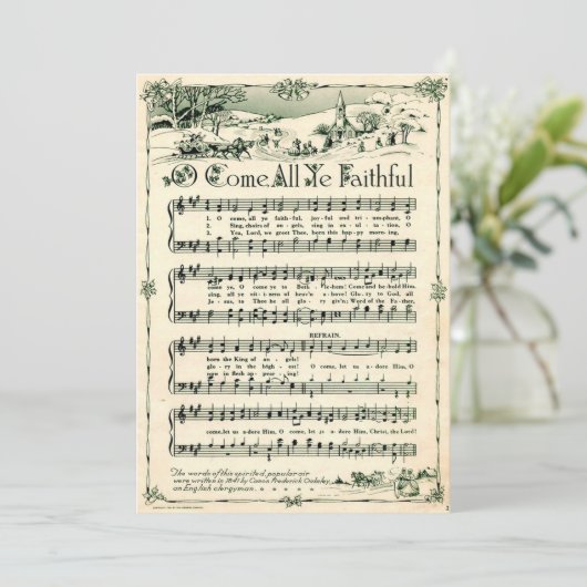 Christmas Vintage Sheet Music Snowflakes Feestdagenkaart (Staand voorkant)