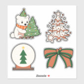 Christmas Vinyl Stickers: Cute Bear, Tree, Bow Sticker (Vel)