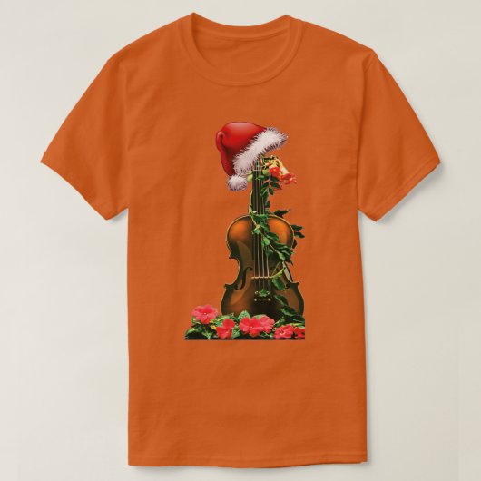 Christmas Violin with Santa hat T-shirt (Design voorkant)