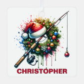 Christmas Vissen Lover Custom Name Metalen Ornament (Voorkant)