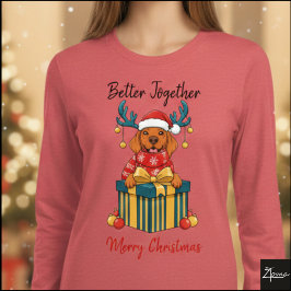 Christmas Vizsla Reindeer Gift Red Graphic Tri-Blend Shirt