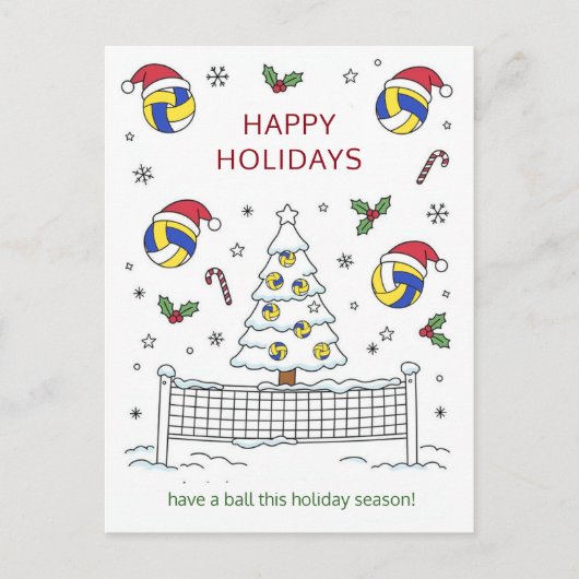 Christmas volleyball Ball Santa Hat Greeting Cards Feestdagenkaart (Voorkant)