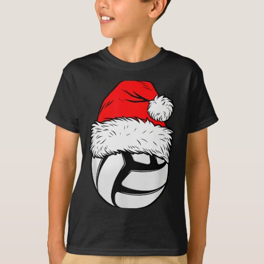 Christmas Volleyball Ball Santa Hat Xmas Matching T-shirt (Voorkant)