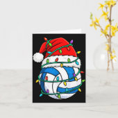 Christmas Volleyball Santa Hat Lights Srts Xmas Pa Kaart (Gele Bloem)