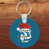 Christmas Volleyball Santa Hat Lights Srts Xmas Pa Sleutelhanger (Voorkant)