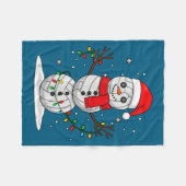 Christmas Volleyball Snowman Santa Hat Funny Holid Fleece Deken (Voorkant (Horizontaal))