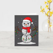 Christmas Volleyball Snowman Santa Hat Funny Holid Kaart (Gele Bloem)