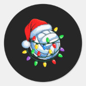 Christmas Volleyball Xmas Santa Srts Hat Mens Wome Ronde Sticker (Voorkant)