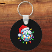 Christmas Volleyball Xmas Santa Srts Hat Mens Wome Sleutelhanger (Voorkant)