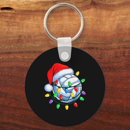 Christmas Volleyball Xmas Santa Srts Hat Mens Wome Sleutelhanger (Voorkant)