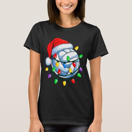 Christmas Volleyball Xmas Santa Srts Hat Mens Wome T-shirt (Voorkant)
