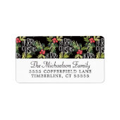 Christmas | Vrolijk kerstfeest - Holly Black Patte Etiket (Voorkant)