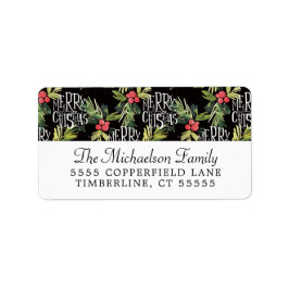 Christmas | Vrolijk kerstfeest - Holly Black Patte Etiket