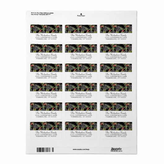 Christmas | Vrolijk kerstfeest - Holly Black Patte Etiket (Full Sheet)