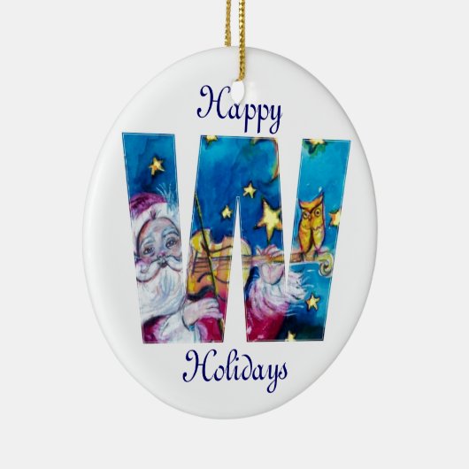 CHRISTMAS W BRIEF/INSPIRED SANTA MONOGRAM KERAMISCH ORNAMENT (Rechts)