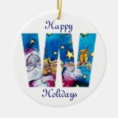 CHRISTMAS W BRIEF/INSPIRED SANTA MONOGRAM KERAMISCH ORNAMENT (Voorkant)