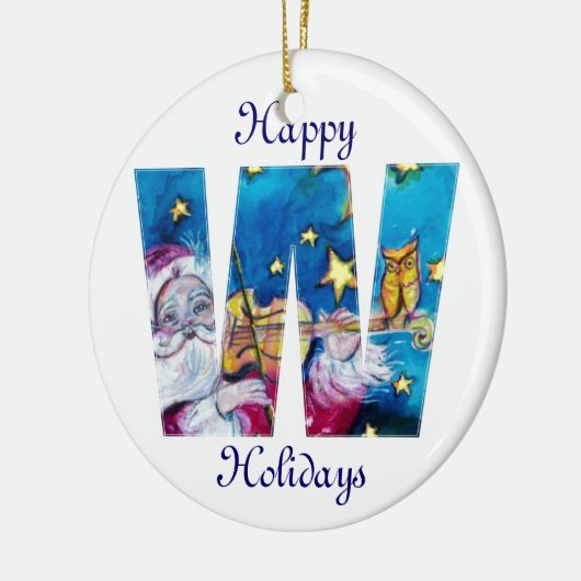 CHRISTMAS W BRIEF/INSPIRED SANTA MONOGRAM KERAMISCH ORNAMENT (Links)