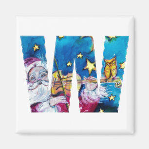 CHRISTMAS W BRIEF/INSPIRED SANTA MONOGRAM MAGNEET