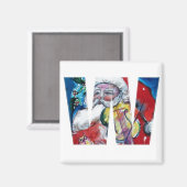 CHRISTMAS W BRIEF / SANTA MET VIOLIN MONOGRAM MAGNEET (Voorkant / Achterkant)