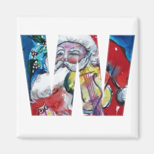 CHRISTMAS W BRIEF / SANTA MET VIOLIN MONOGRAM MAGNEET (Voorkant)