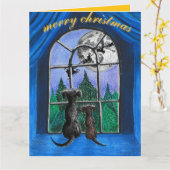 christmas "waiting for santa" springador dogs kaart (Gele Bloem)