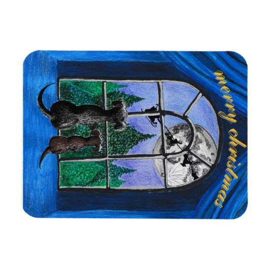 christmas "waiting for santa" springador dogs magneet (Horizontaal)