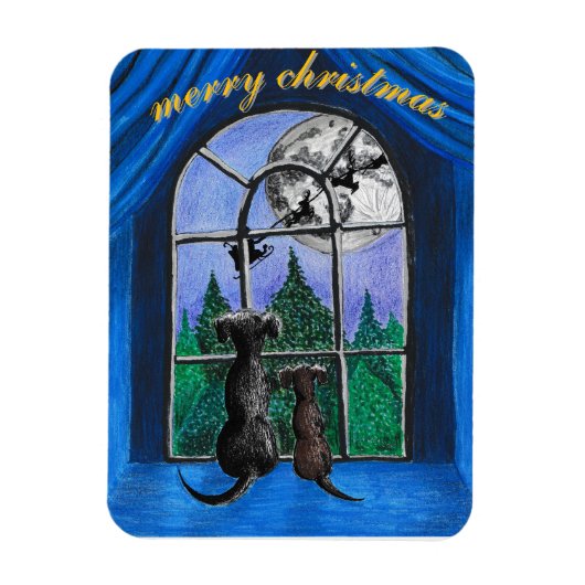 christmas "waiting for santa" springador dogs magneet (Verticaal)