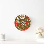 Christmas Wall Clock Joy to the World Red & Green Ronde Klok (Huis)
