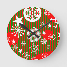 Christmas Wall Clock Joy to the World Red & Green Ronde Klok