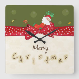 Christmas Wall Clock Vierkante Klok