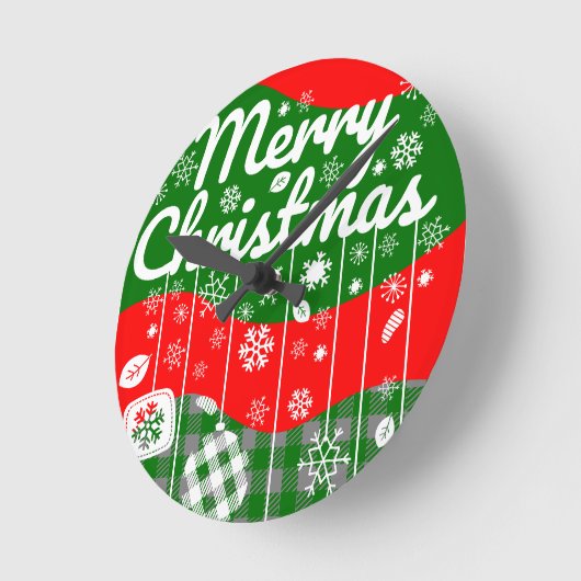 Christmas Wall Clock – White Ornaments Ronde Klok (Hoek)