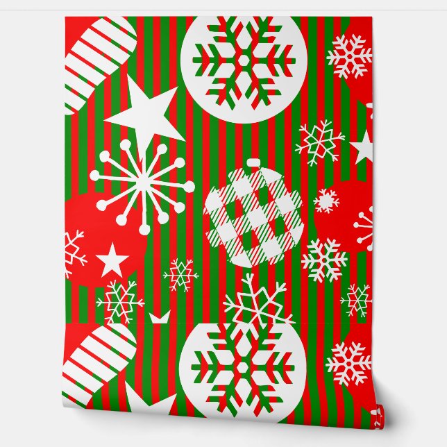 Christmas Wallpaper – Joy to the World Red & Green Behang (Afrollen)