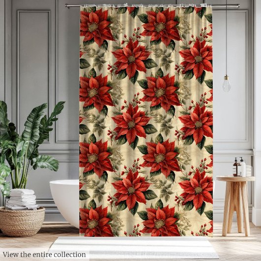 Christmas Watercolor Curtain with Rustic Elegance Douchegordijn