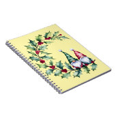 Christmas Watercolor Gnomes Sitting On Holly Twig Notitieboek (Rechterzijde)