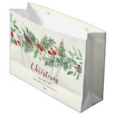 Christmas Watercolor Greenery Gift Bag Groot Cadeauzakje (Voorkant Gekanteld)
