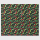 Christmas watercolor Holly berry leaves botanical  Cadeaupapier (Vlak)