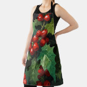 Christmas watercolor Holly berry leaves botanical  Schort (Insitu)