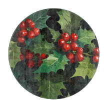 Christmas watercolor Holly berry leaves botanical