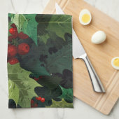 Christmas watercolor Holly berry leaves botanical  Theedoek (Quarter Fold)