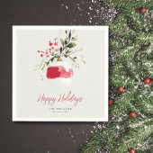 Christmas Watercolor Ornament Personalized Name Servet